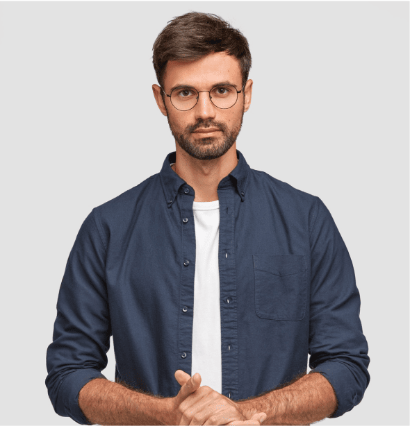 Man in a denim shirt, client review profile photo