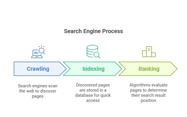 Search Engine Process Search engine process: crawling, indexing, ranking
